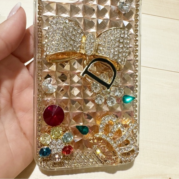 IPhone 11 Handmade Bling Bowknot Crown Flowers Rhinestone Crystal Diamond Cover - Picture 5 of 12